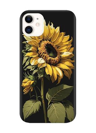 Матовий чохол з чорними боками на apple iphone 11 (6.1) :: соняшник (принт 274)