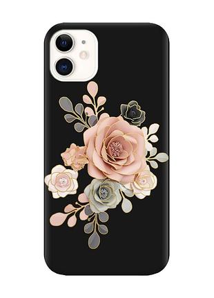 Матовый чехол с черными боками на apple iphone 11 (6.1) :: розы (принт 275)