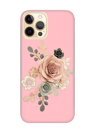Матовый чехол с розовыми боками на apple iphone 12 pro max :: розы (принт 275)