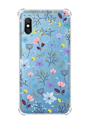 Чохол з потовщеними кутами на xiaomi redmi note 6 pro :: квітковий фон (принт 267)