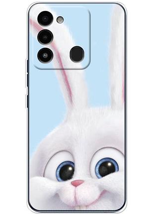 Чехол силиконовый с картинкой на tecno spark 8c (кролик снежок)
