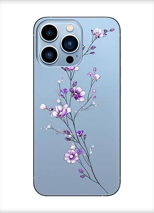 Прозорий чохол на apple iphone 13 pro max :: гілочка квітів (принт 278)