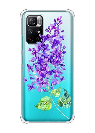 Чохол з потовщеними кутами на xiaomi redmi note 11 4g :: гілочка бузку (принт 280)