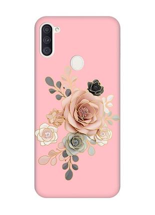 Матовий чохол з рожевими боками на samsung galaxy a11 :: троянди (принт 275)