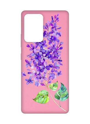 Матовый чехол с розовыми боками на samsung galaxy a52 :: веточка сирени (принт 280)