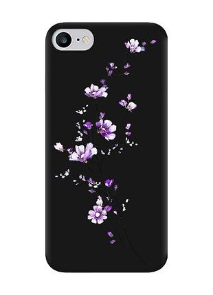 Матовый чехол с черными боками на iphone 7/8 :: веточка цветов (принт 278)