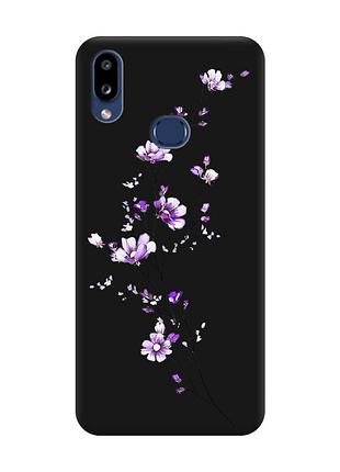 Матовый чехол с черными боками на samsung galaxy a10ѕ a107 :: веточка цветов (принт 278)