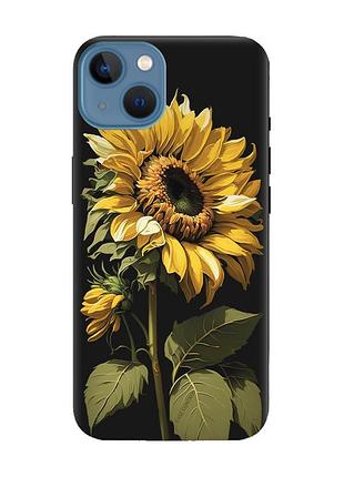 Матовий чохол з чорними боками на apple iphone 13 :: соняшник (принт 274)