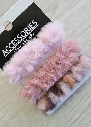 Меховые резинки accessories для волос, 3 штуки
