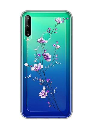 Прозрачный чехол для huawei р40 lite e / y7p :: веточка цветов (принт 278)