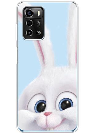 Чехол силиконовый с картинкой на zte blade a72 (кролик снежок)