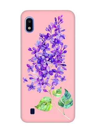 Матовый чехол с розовыми боками на samsung galaxy a10 (2019) a105 :: веточка сирени (принт 280)