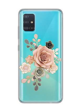 Прозрачный чехол на samsung galaxy a51 :: розы (принт 275)