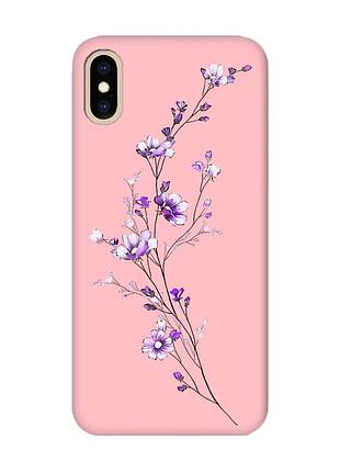 Матовий чохол з рожевими боками на iphone xs max :: гілочка квітів (принт 278)