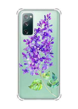 Чехол с утолщенными углами на samsung galaxy s20 fe :: веточка сирени (принт 280)