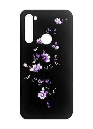 Матовый чехол с черными боками на xiaomi redmi note 8 :: веточка цветов (принт 278)