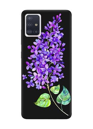 Матовый чехол с черными боками на samsung galaxy a71/a715 :: веточка сирени (принт 280)