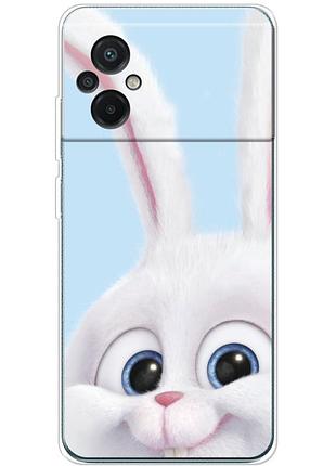 Чехол силиконовый с картинкой на xiaomi poco m5 (кролик снежок)