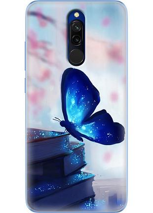 Чехол силиконовый с картинкой на xiaomi redmi 8 (бабочка)
