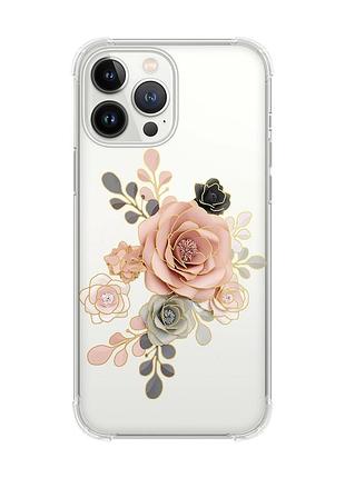 Чехол с утолщёнными углами на iphone 14 pro max :: розы (принт 275)