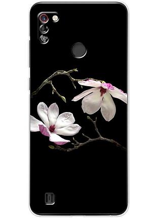 Чохол силіконовий з картинкою на tecno pop 4 pro (квітка, манголія)