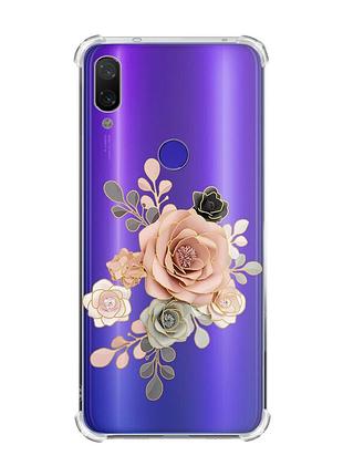 Чохол з потовщеними кутами на xiaomi redmi note 7/note 7 pro :: троянди (принт 275)