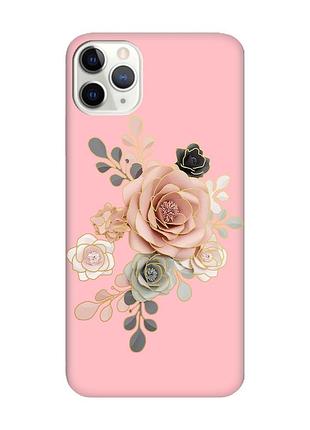 Матовый чехол с розовыми боками на iphone 11 pro max (6.5) :: розы (принт 275)