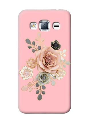 Матовый чехол с розовыми боками на samsung galaxy j3/j310 :: розы (принт 275)