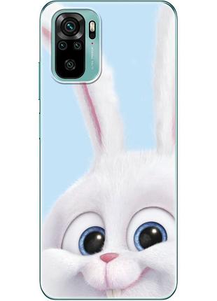 Чехол силиконовый с картинкой на xiaomi redmi note 10 (кролик снежок)