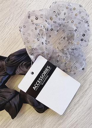 Резинка accessories для волос, 2 штуки, цвет черный, серый