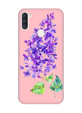 Матовий чохол з рожевими боками на samsung galaxy a11 :: гілочка бузку (принт 280)