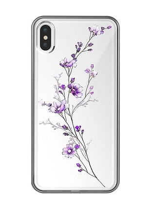 Прозорий чохол на iphone xs max :: гілочка квітів (принт 278)