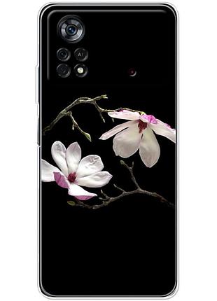 Чехол силиконовый с картинкой на xiaomi poco x4 pro 5g (цветок, монголия)