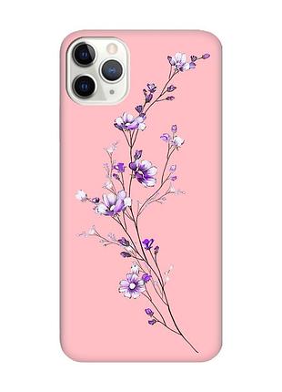 Матовий чохол з рожевими боками на iphone 11 pro max (6.5) :: гілочка квітів (принт 278)