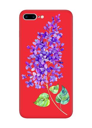 Матовый чехол с красными боками на apple iphone 7 plus/8 plus :: веточка сирени (принт 280)