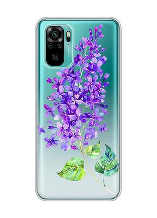 Прозрачный чехол на xiaomi redmi note 10 / note 10s :: веточка сирени (принт 280)