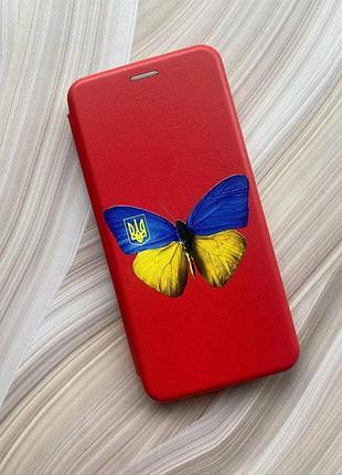 Чехол-книжка с рисунком для xiaomi redmi note 7 / note 7 pro красный :: бабочка украина (принт 255) 3