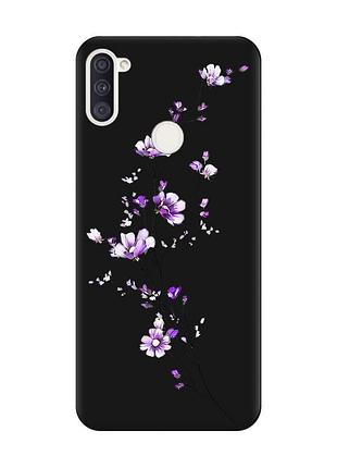 Матовий чохол з чорними боками на samsung galaxy a11 :: гілочка квітів (принт 278)
