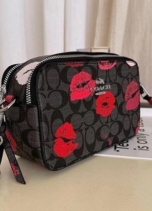 Женская сумочка coach с поцелуями, сумка коач, кроссбоди, брендовая сумка, сумка на плечо, сумка через плечо