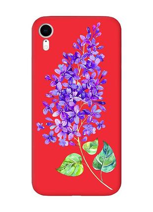 Матовый чехол с красными боками на apple iphone xr :: веточка сирени (принт 280)