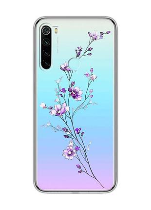 Прозрачный чехол на xiaomi redmi note 8 :: веточка цветов (принт 278)