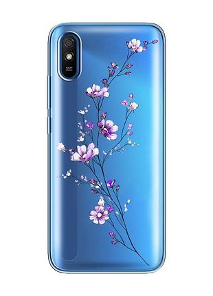 Прозорий чохол на xiaomi redmi 9a :: гілочка квітів (принт 278)