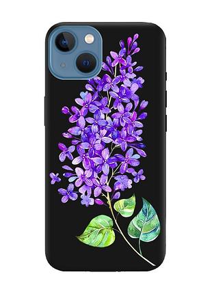 Матовий чохол з чорними боками на apple iphone 13 :: гілочка бузку (принт 280)