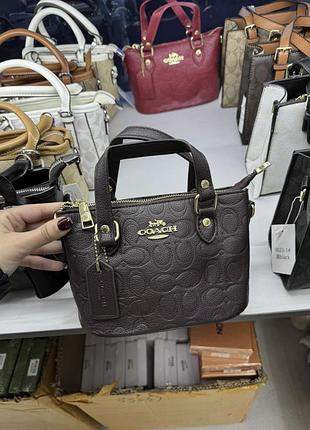 Жіноча сумка coach, сумка коач, cross body, модна сумка, сумка через плече шоколад