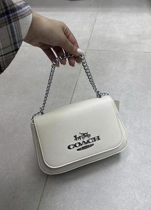 Женская сумка coach, сумка коач, брендовая сумка, сумка на плечо, сумка через плечо, клатч белый