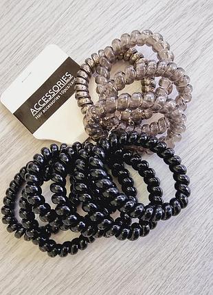 Гумки ( спіралі) accessories для волосся 10 шт., колір чорний, сірий