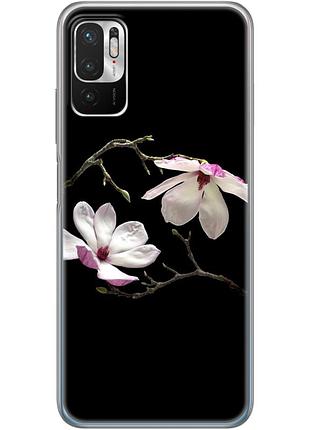 Чохол силіконовий з картинкою на xiaomi redmi note 10 5g (квітка, манголія)