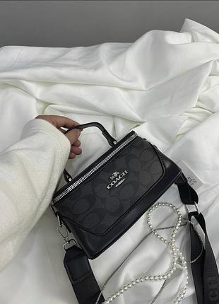 Женская сумка coach косметичка, сумка коач, кросбоди, кросс-боди, сумка через плечо, сумка косметичка черный
