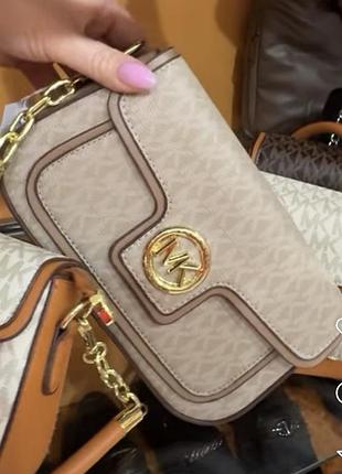 Сумка michael kors, сумка майкл корс, сумка з принтом майкл корс, крос-боді, сумка через плече, клатч бежевий