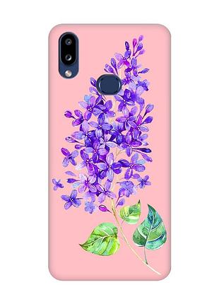 Матовый чехол с розовыми боками на samsung galaxy a10ѕ a107 :: веточка сирени (принт 280)